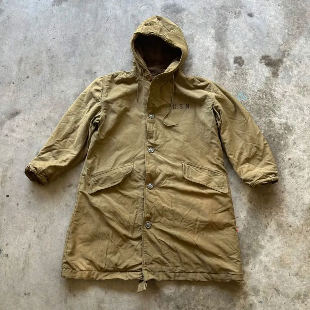 Vintage 40s WWII USN N1 Lined Deck Parka Jacket Size 42